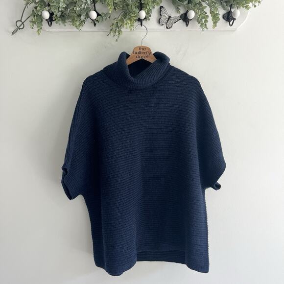 The White Company Navy Blue Polo Neck Batwing Sleeve Sweater Size US 12 153237 - Picture 1 of 3